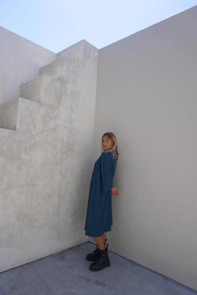 Eva ribbed dress - Teal