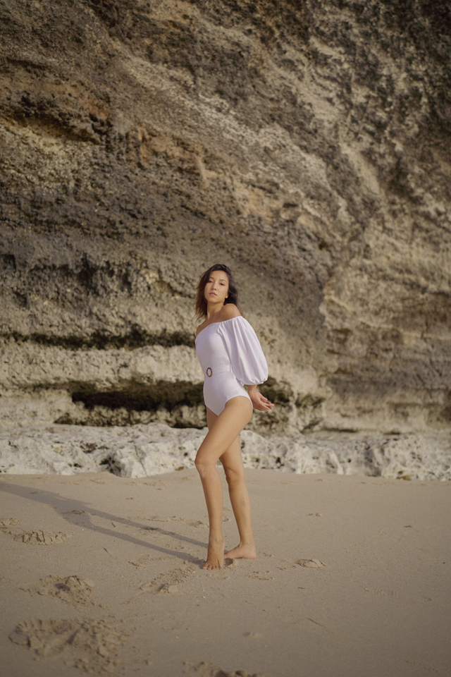 Rachelle swim set with real wrap skirt - White (Final Sale)