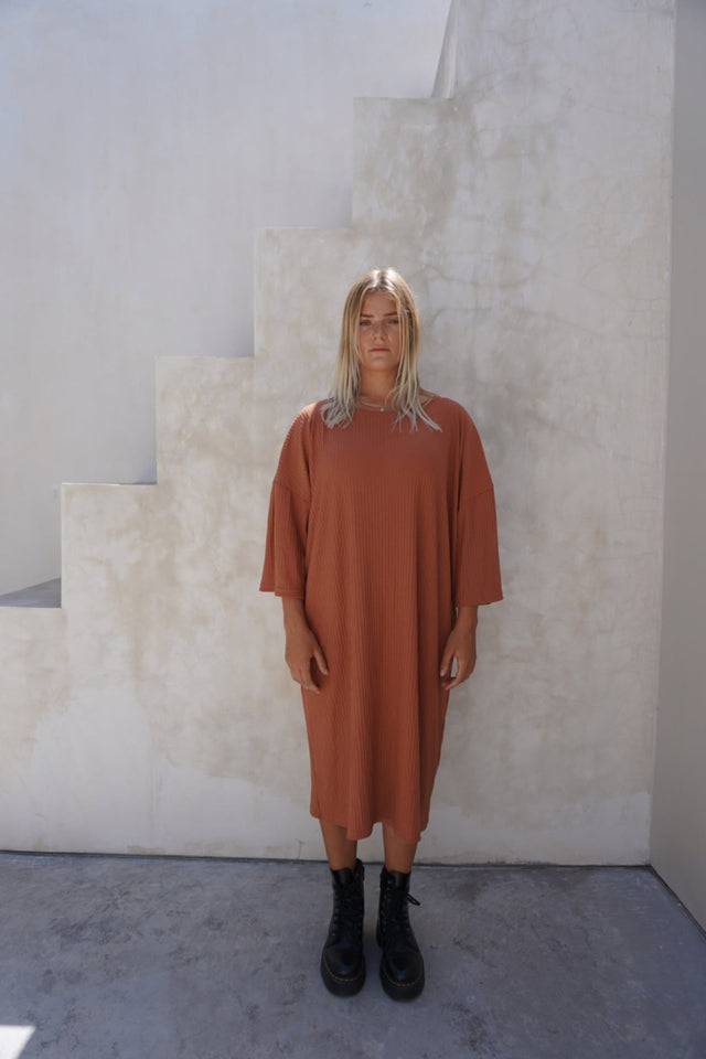 Eva ribbed dress - Caramel