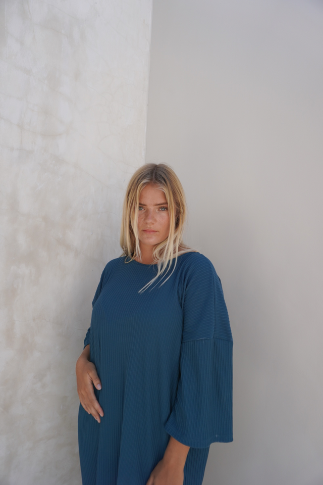 Eva ribbed dress - Teal