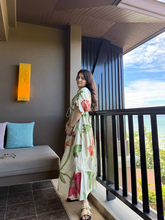 Nirvana Dress in Sorrento Bloom Print (Butter Yellow)