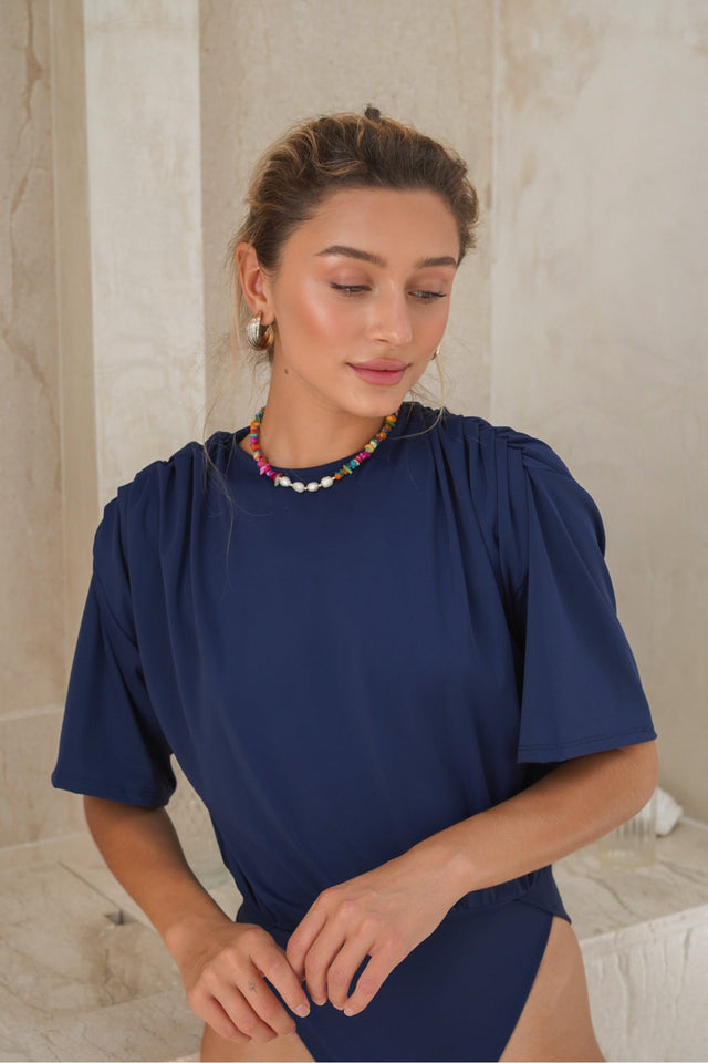 Mona Set with Ana Wrap Skirt - Navy