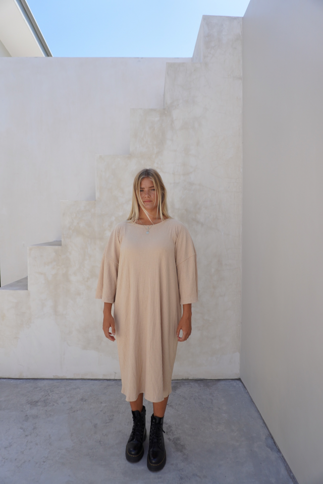 Eva ribbed dress - Cream