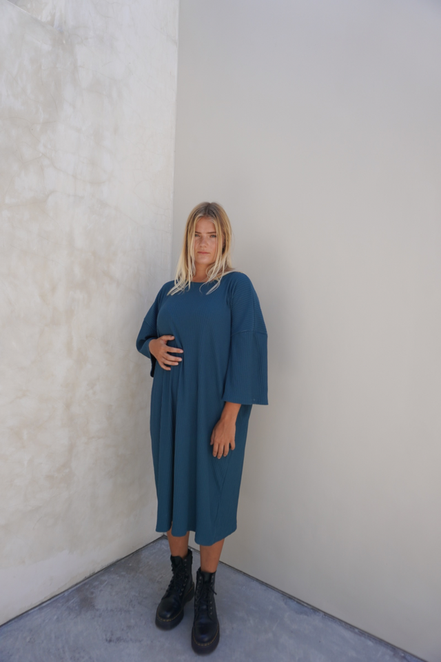 Eva ribbed dress - Teal