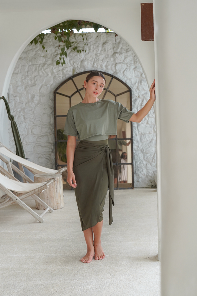 Naya swim set with Elina 2.0 skirt - Khaky / Military Green