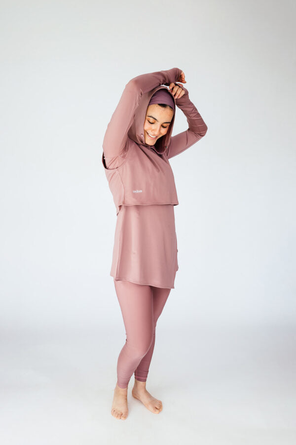 Swim Hood Mocha Cropped Sleeveless Hooded Swim Top