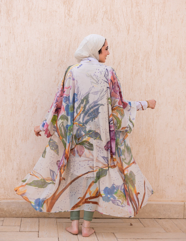 Ward Floral Watercolor Chiffon Swimwear Kimono