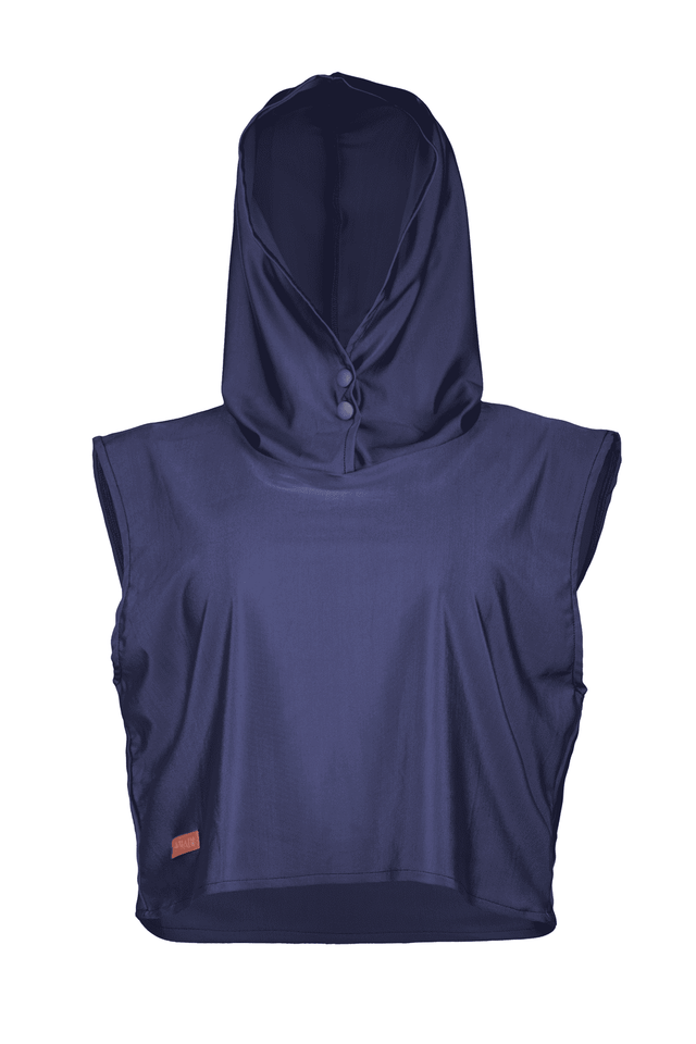 Swim Hood Navy Cropped Sleeveless Hooded Swim Top