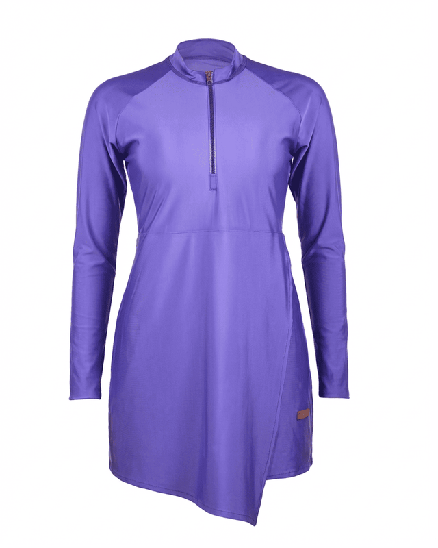 Mono Lilac Long-Sleeve Zip Neck Swim Top