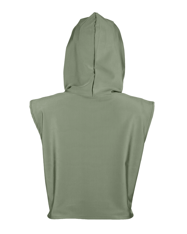 Swim Hood Olive Cropped Sleeveless Hooded Swim Top