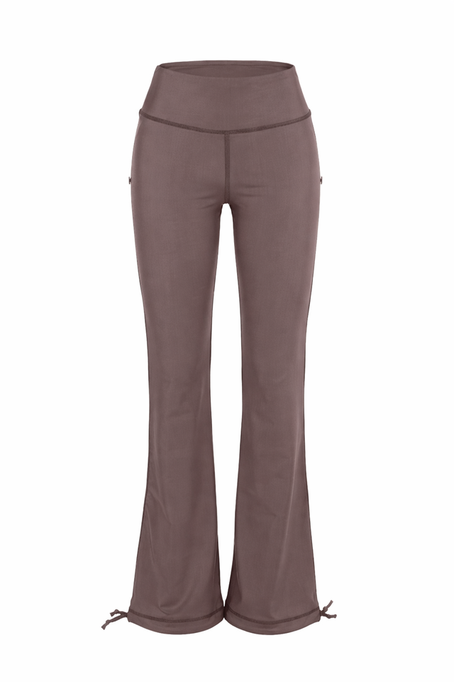 Qahwa Coffee Brown High Rise Hem Tie Flared Swim Bottom