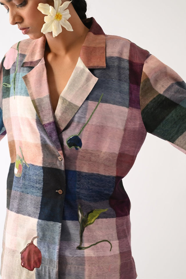 Afterglow Psyflora Appliqué Shirt Set - Two-Piece Set - Mizyana