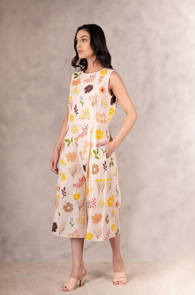 All Over Hand Block Print Jumpsuit - Mizyana