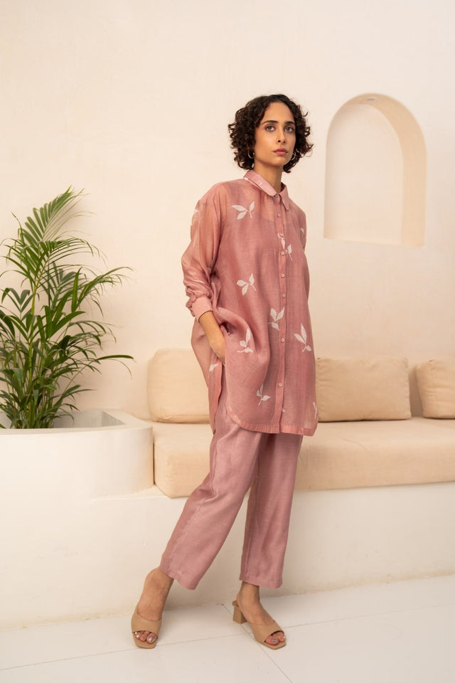 ALMOND LEAF PRINT KAFTAN + SOLID PANTS - Mizyana
