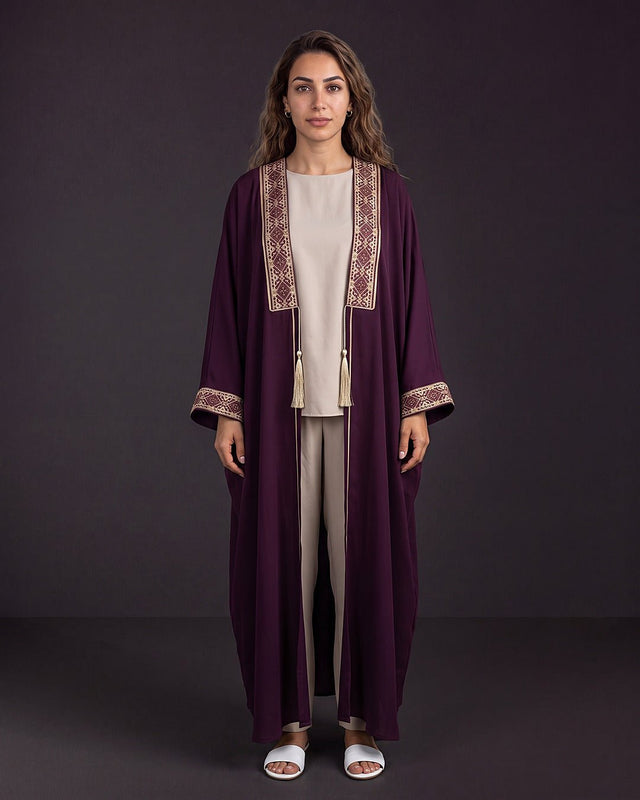 Amethyst Braid Trim Abaya - Abaya - Mizyana