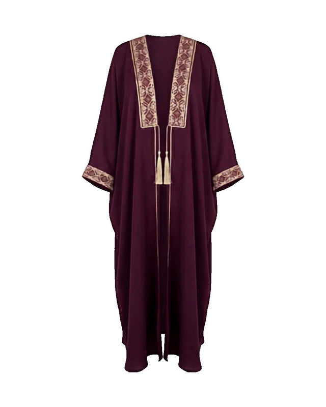 Amethyst Braid Trim Abaya - Abaya - Mizyana