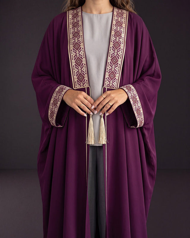 Amethyst Braid Trim Abaya - Abaya - Mizyana