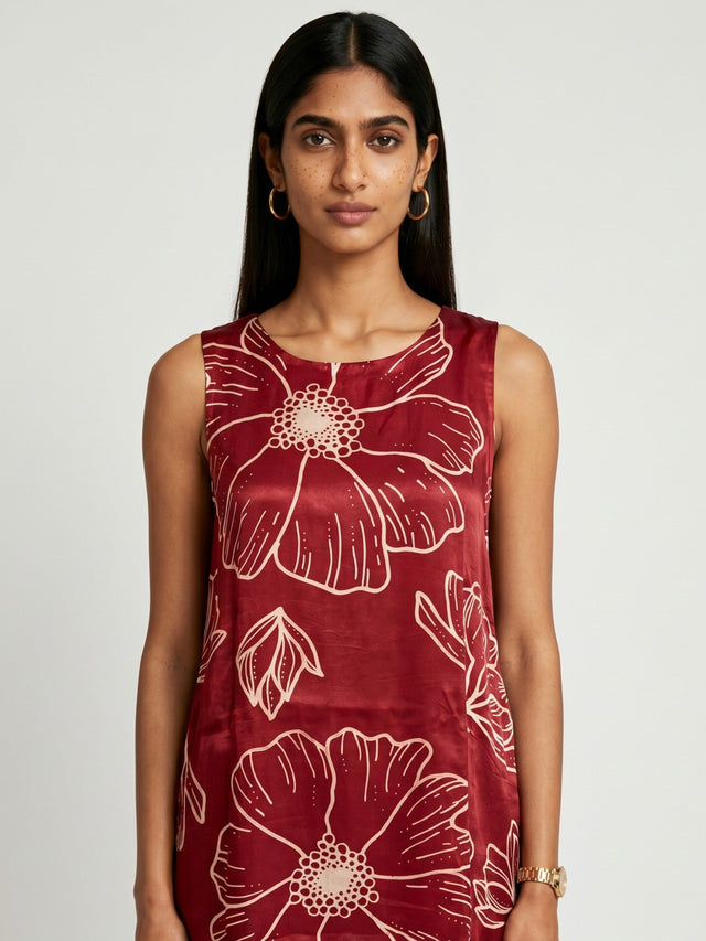 Ana Red Modal Kurta set - Two-Piece Set - Mizyana