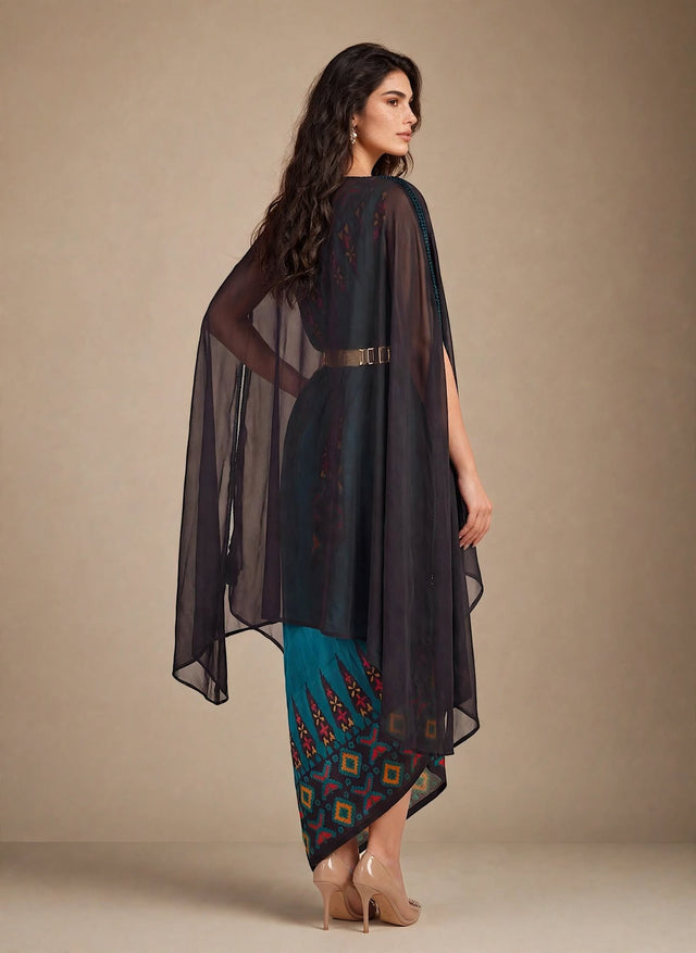 ankara blu cape set - Three-Piece Set - Mizyana