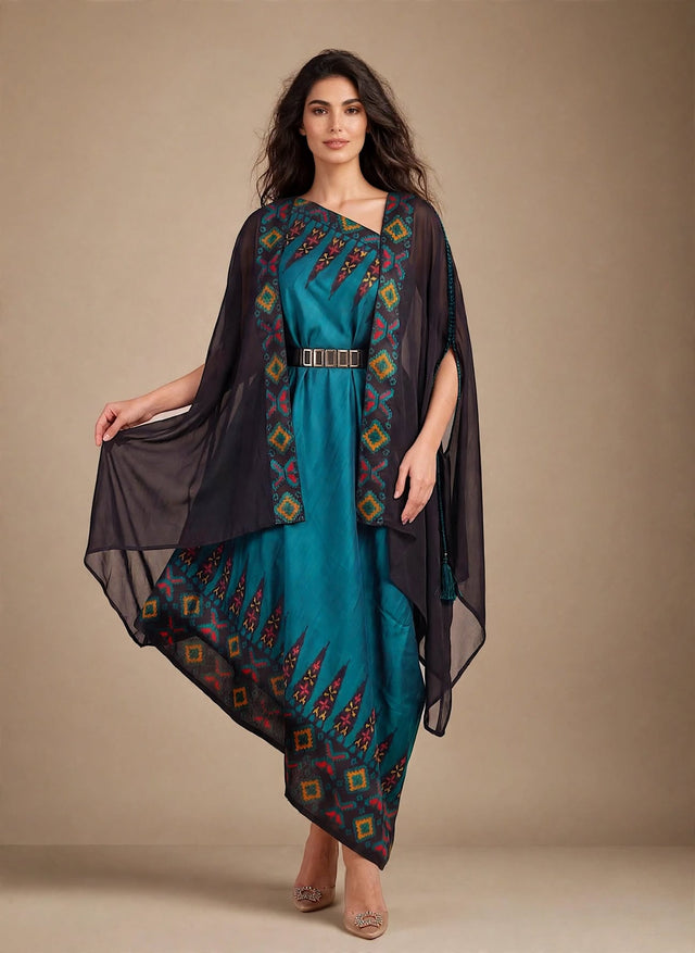 ankara blu cape set - Three-Piece Set - Mizyana