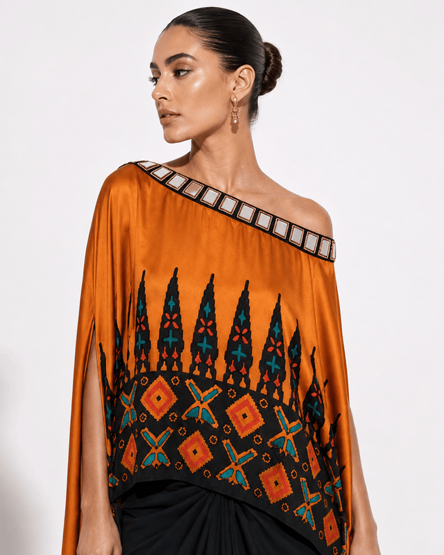 Ankara gold drape skirt set - Two-Piece Set - Mizyana