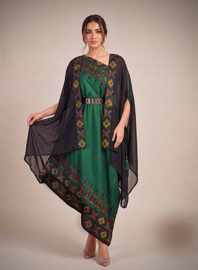 Ankara Green Cape set - Two-Piece Set - Mizyana