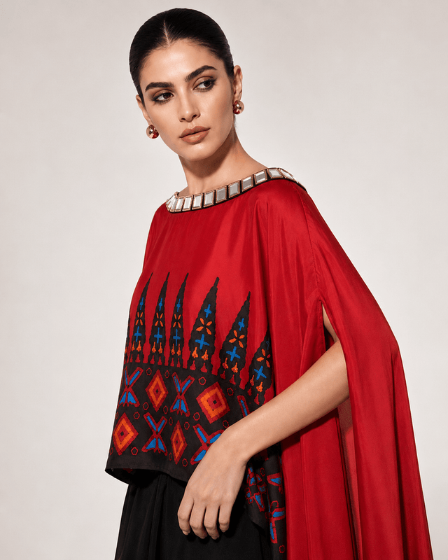 Ankara red drape skirt set - Two-Piece Set - Mizyana