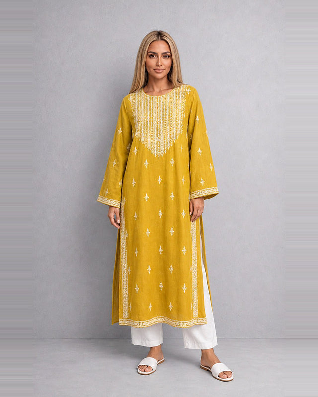Artisan Embroidered Cotton Kurta - Tunic - Mizyana