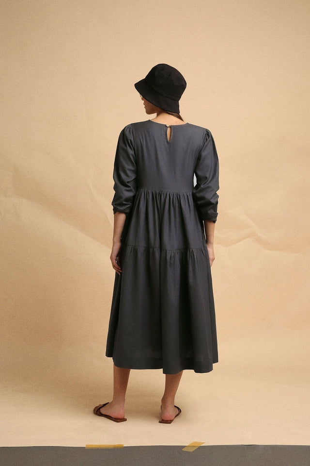 Ash Gray Rib Vasara Dress - Dress - Mizyana