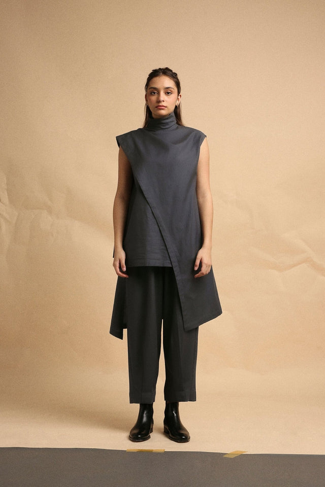 Ash Gray Toga Co-Ord Set (2 PCS) - Two-Piece Set - Mizyana