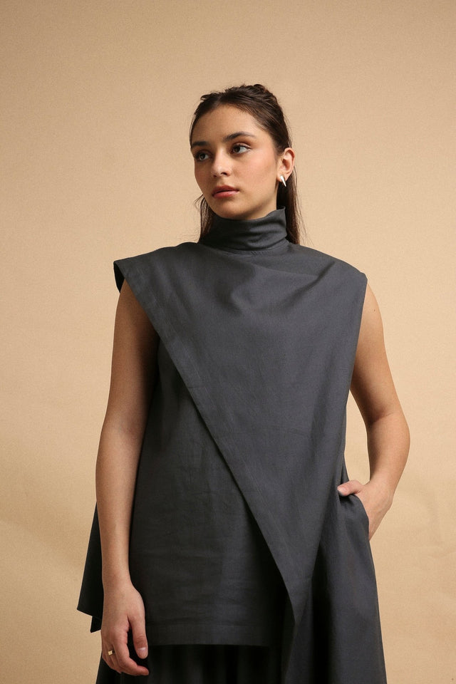 Ash Gray Toga Co-Ord Set (2 PCS) - Two-Piece Set - Mizyana