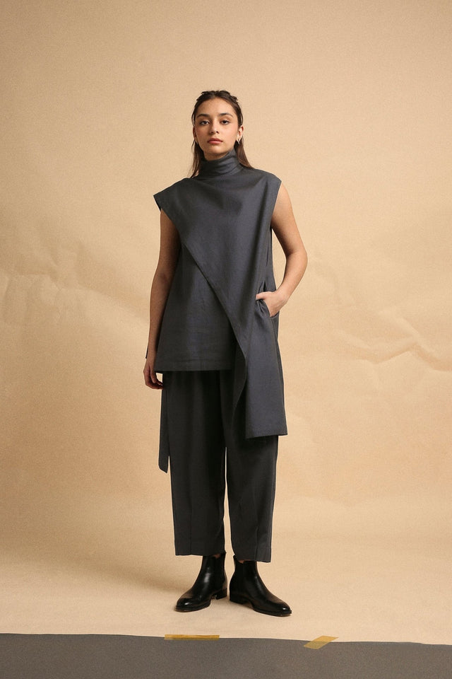 Ash Gray Toga Co-Ord Set (2 PCS) - Two-Piece Set - Mizyana