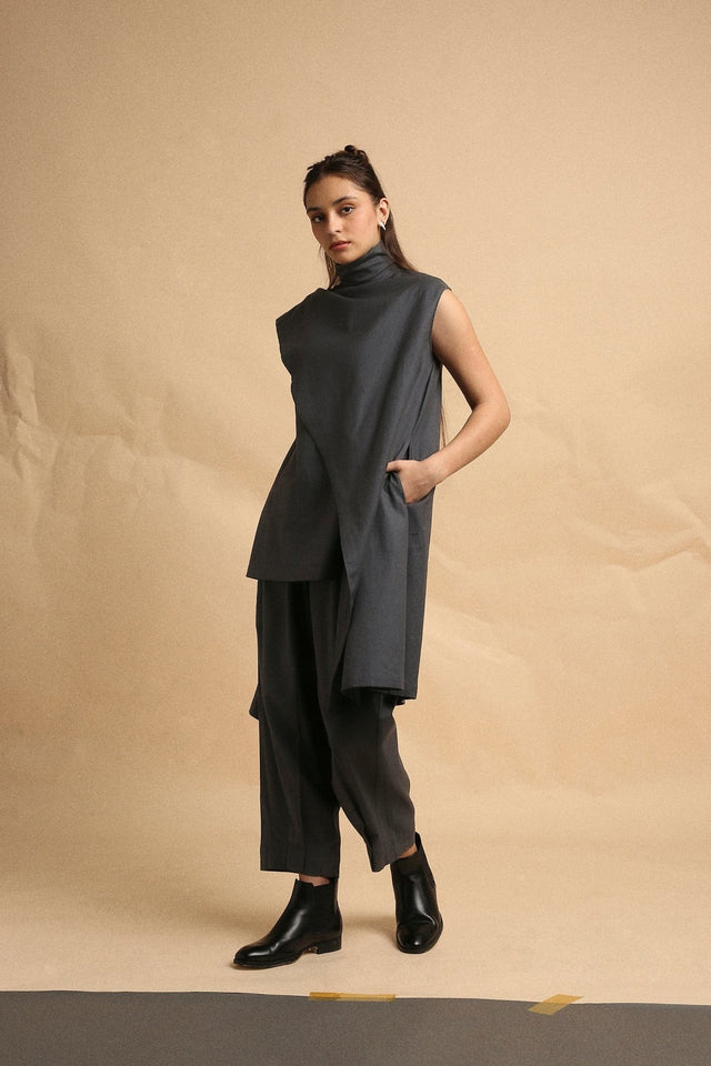 Ash Gray Toga Co-Ord Set (2 PCS) - Two-Piece Set - Mizyana