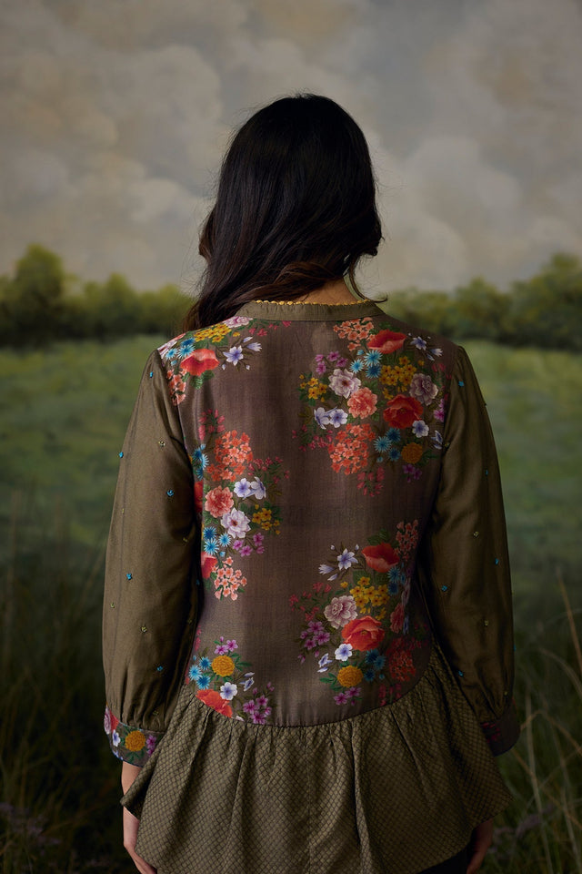 Ash grey gathered top - Shirt - Mizyana