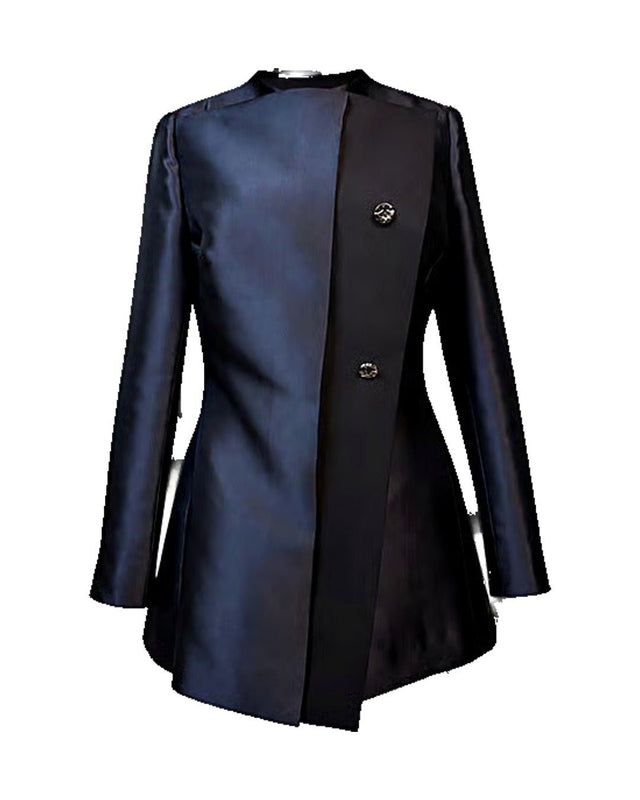 Asymmetric Taffeta and Crepe Sculptural Formal Jacket - Jacket - Mizyana