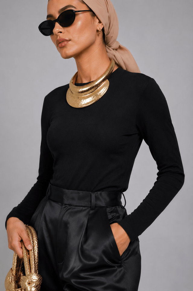 Aura Satin Pants " Black" - Trousers - Mizyana