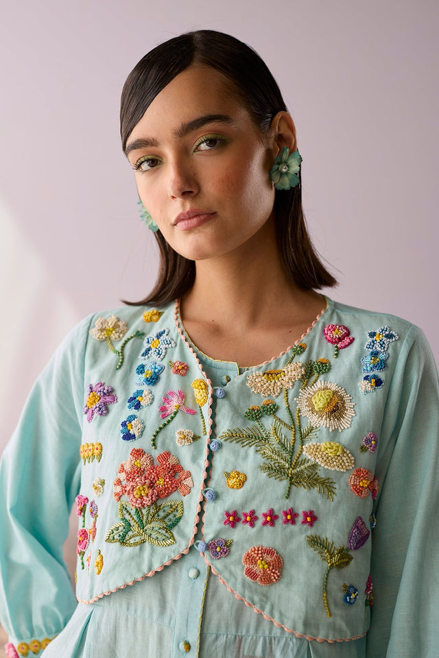 Azure Beaded Dress - Dress - Mizyana