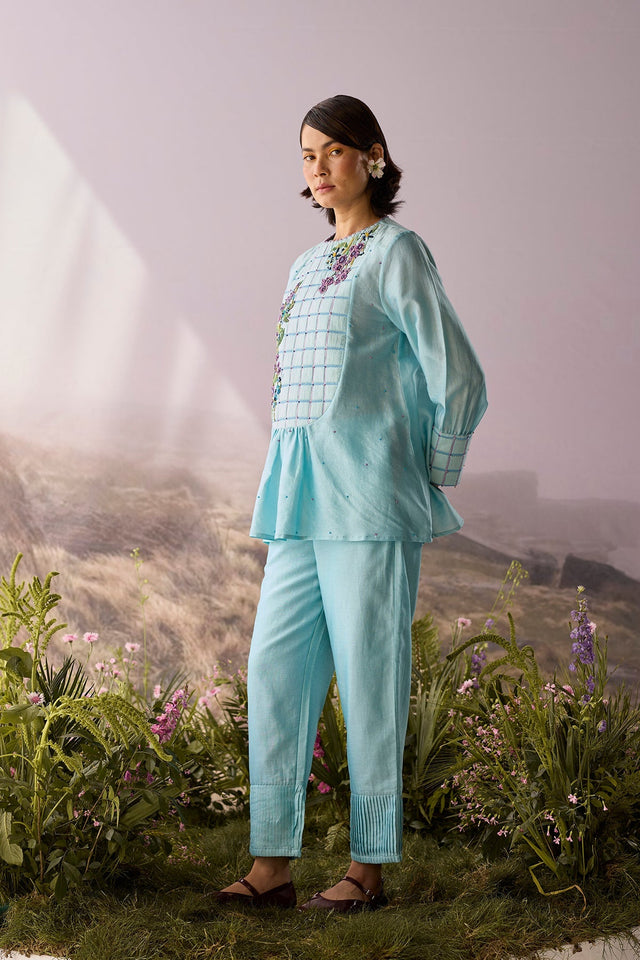 Azure Checkered Top - Shirt - Mizyana