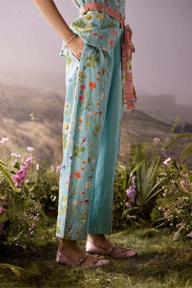 Azure Panelled Pants - Trousers - Mizyana
