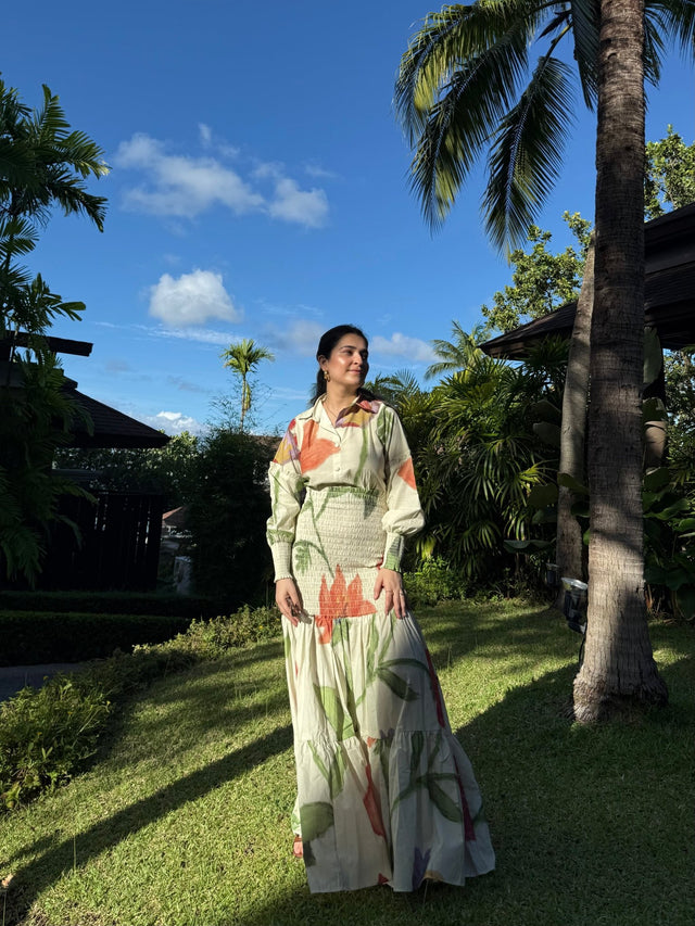 Azzurra Dress in Sorrento Bloom Print (Butter Yellow) - Dress - Mizyana