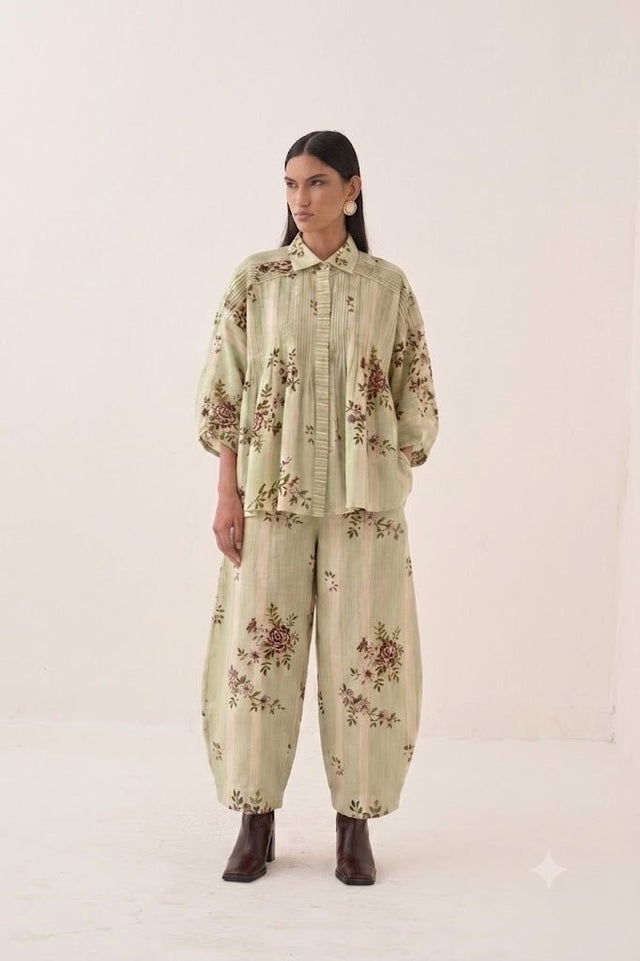 Bagiya Floral Pintuck Top Set - Two-Piece Set - Mizyana