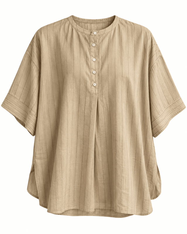 Balance Grain Beige Striped Cotton Kurta Two-Piece Set - Two-Piece Set - Mizyana