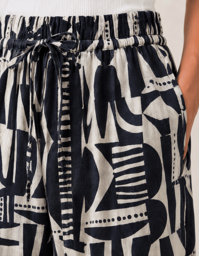 Balloon Linen Pants “Black & White ” - Trousers - Mizyana