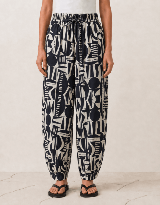 Balloon Linen Pants “Black & White ” - Trousers - Mizyana