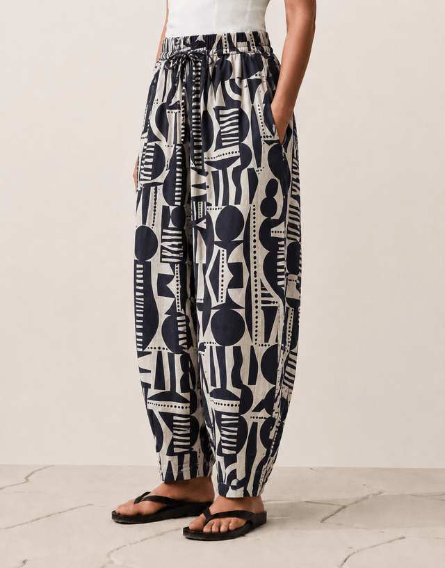 Balloon Linen Pants “Black & White ” - Trousers - Mizyana