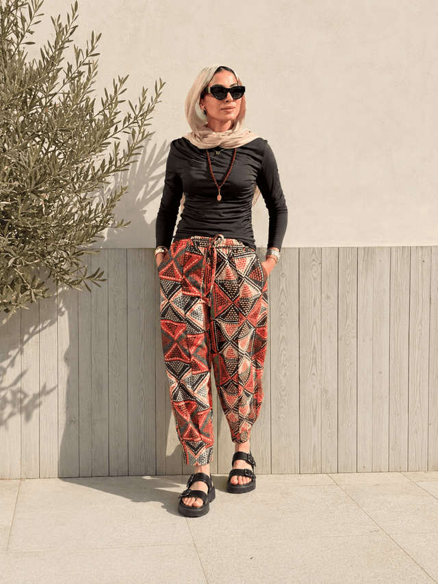 Balloon Linen Pants “Geometric ” - Trousers - Mizyana