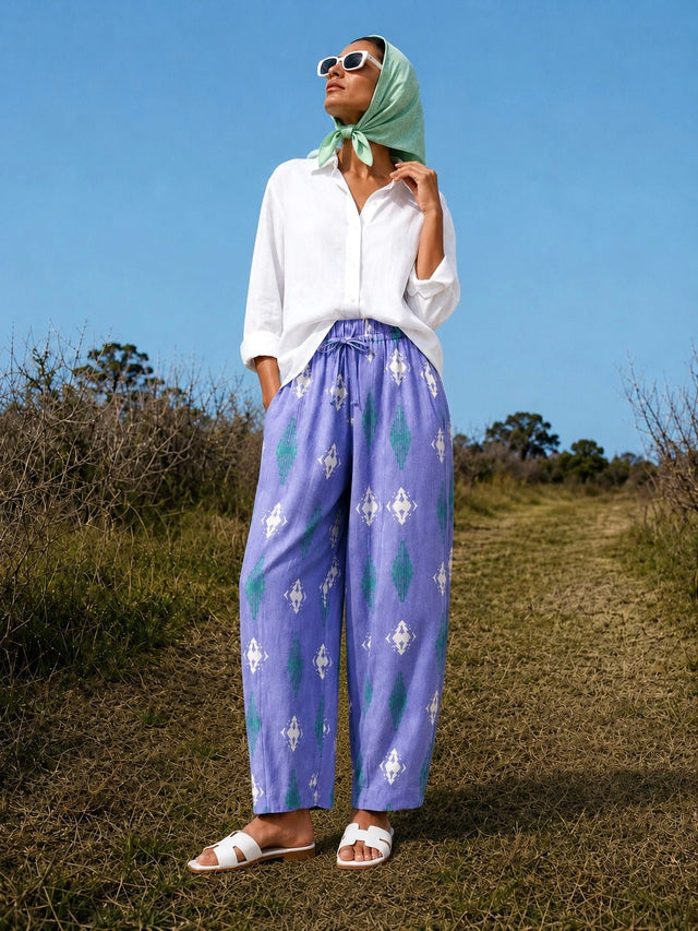 Balloon Linen Pants “lavender blue” - Trousers - Mizyana