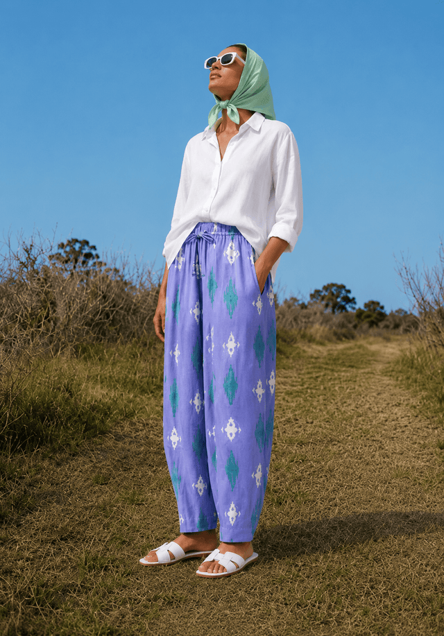 Balloon Linen Pants “lavender blue” - Trousers - Mizyana