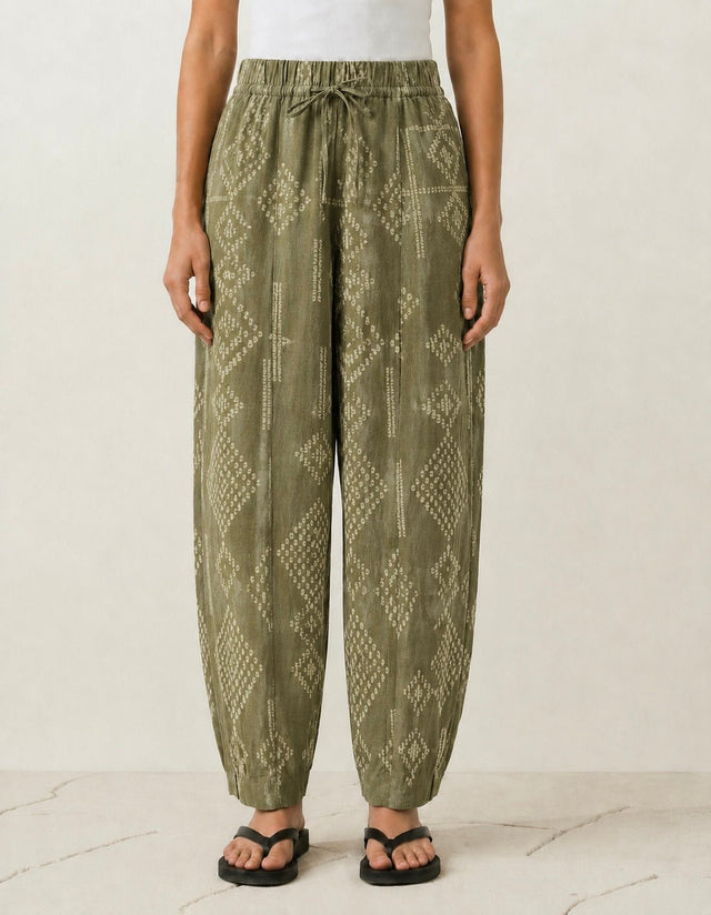 Balloon Linen Pants “Olive” - Trousers - Mizyana