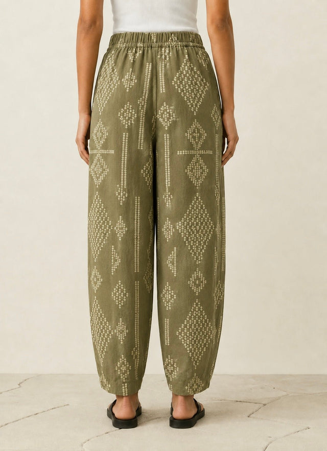Balloon Linen Pants “Olive” - Trousers - Mizyana